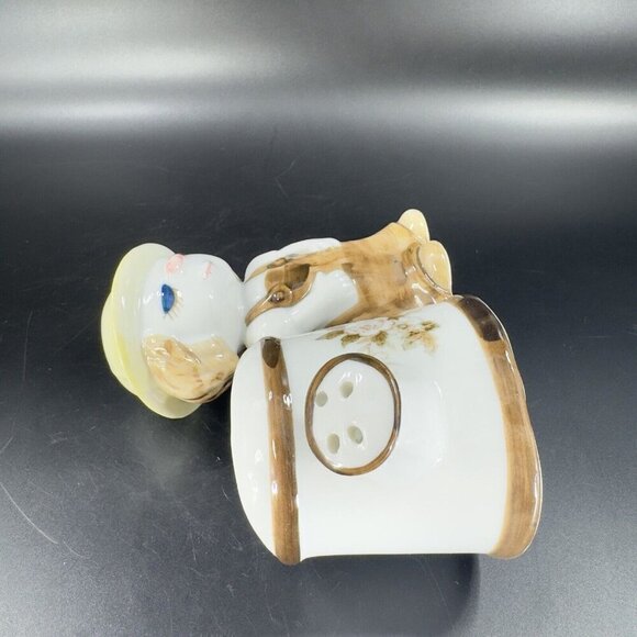 Vintage Whimsical Ceramic Girl With Watering Can Planter Flower Vase Porcelain - Picture 11 of 16